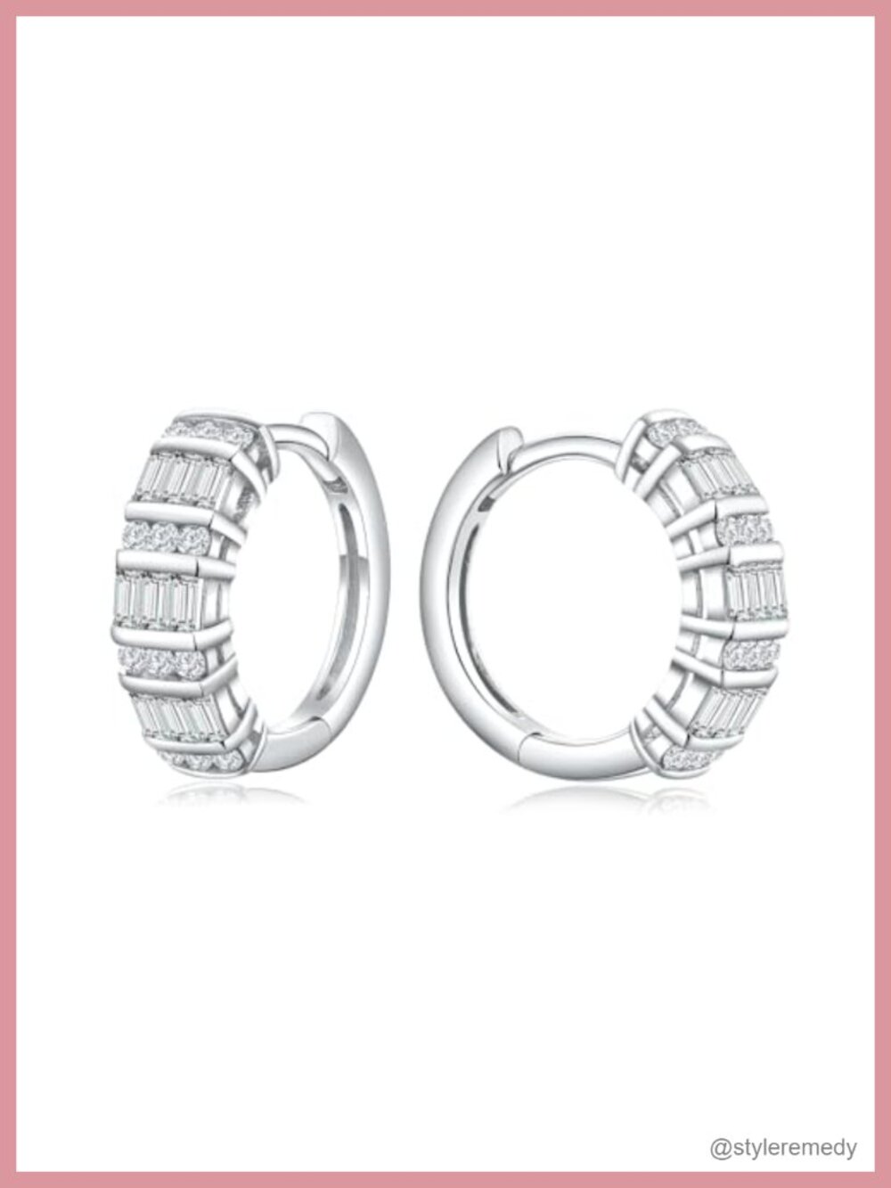 Gold Plated Sterling Silver Moissanite Hoop Earrings 15mm Women